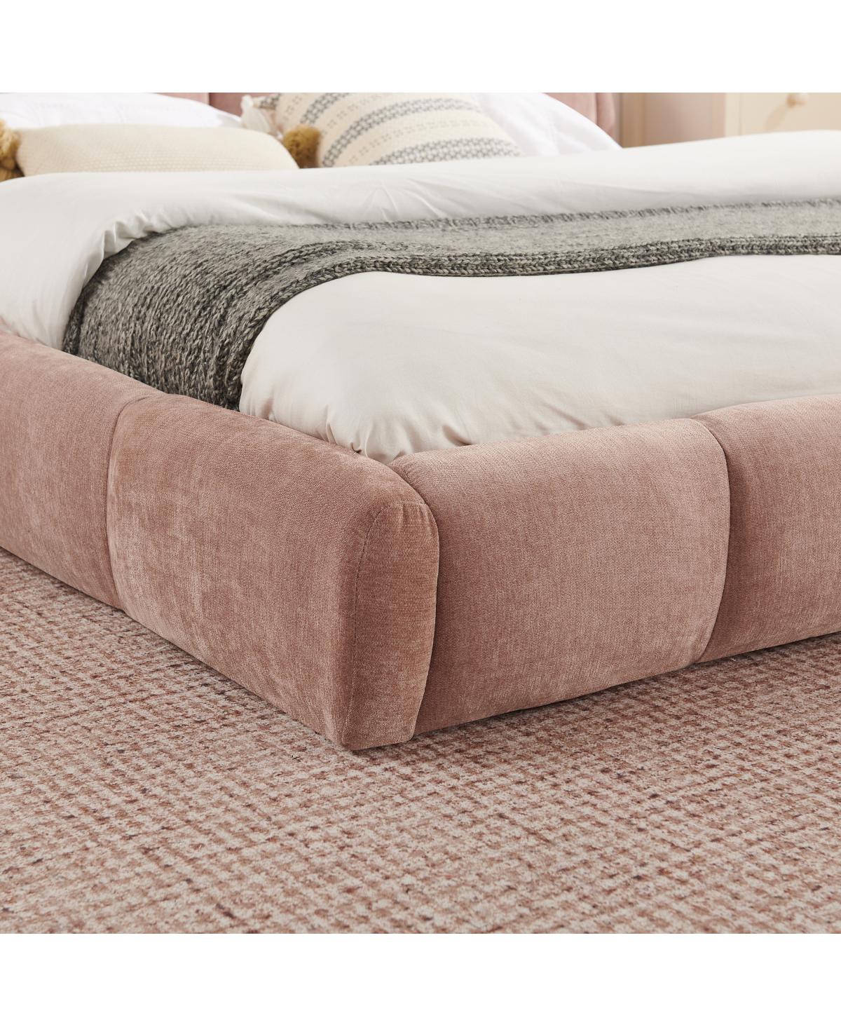 Streamdale Furniture King Size Chenille Upholstered Curved Platform Bed
