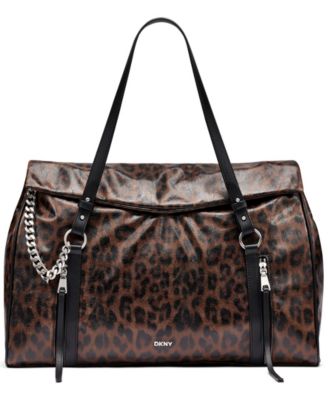 Skye Leopard-Print Laptop-Compatible Faux Leather Satchel