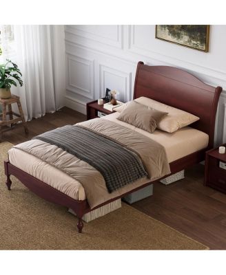  Wooden Full Bed Frame with Headboard and Storage