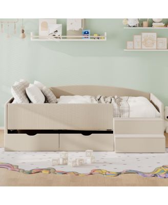 Full Size Upholstered Daybed Frame with 2 Storage Drawers