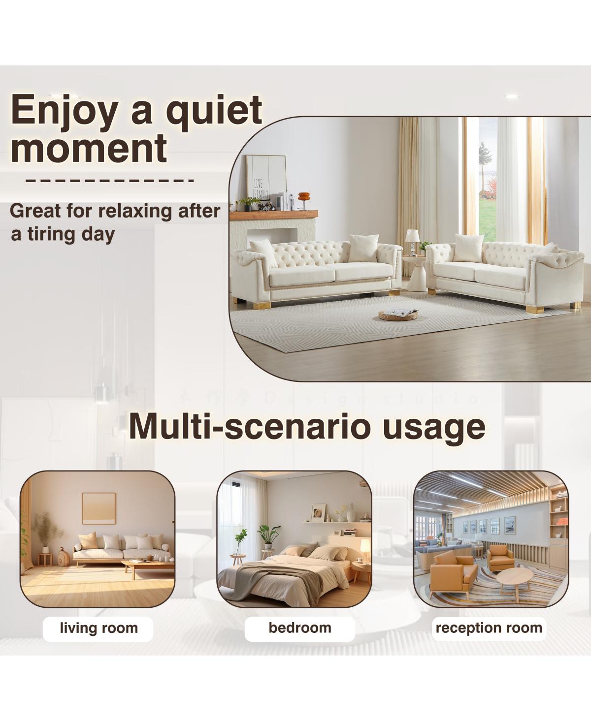 Streamdale Furniture Chesterfield Velvet 3+3 Seater Sofa Set