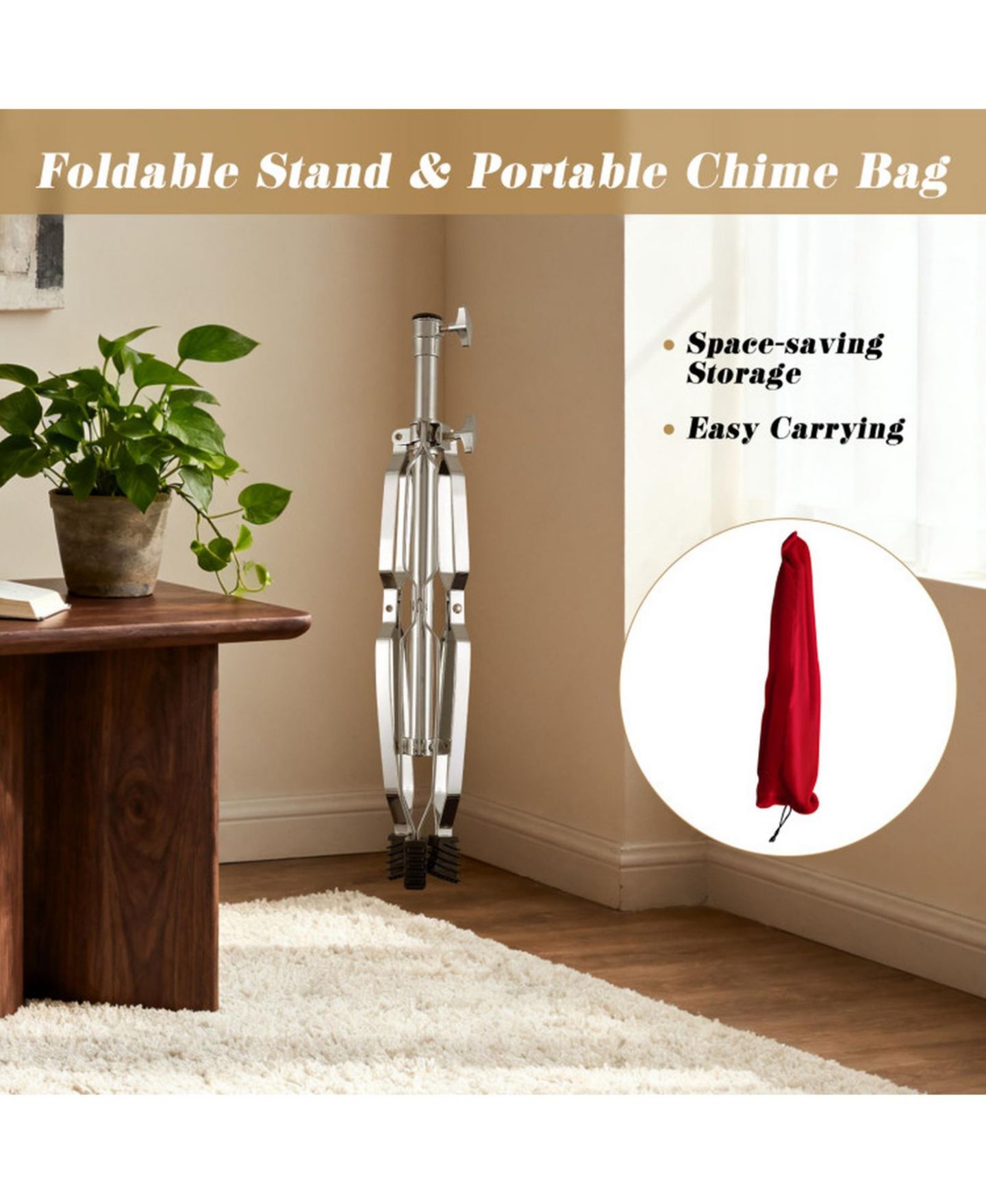 Детские игрушки SUGIFT 36-Bar Single-Row Height-Adjustable Orchestra Chimes with Folding Tripod, Ages 8+, цвет: Золотой — фото 8
