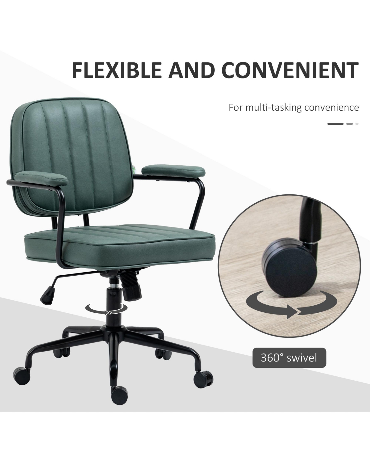Vinsetto Home Office Chair with Adjustable Height Tilt Function Green