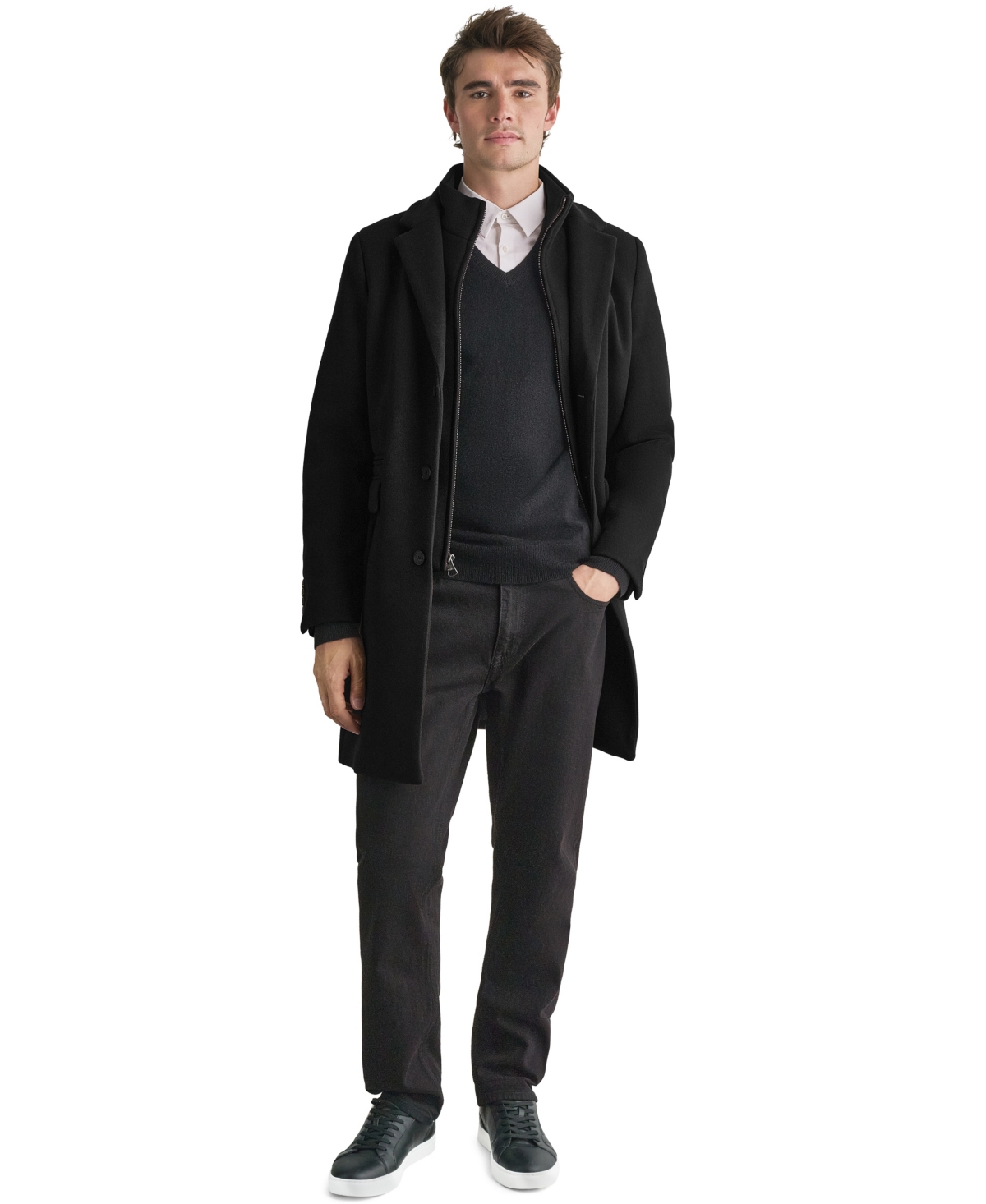 Karl Lagerfeld Paris Men's Bib Overcoat