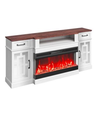 Fireplace TV Stand with Storage Cabinets, LED Lights, Remote Control & Timer for Living Room