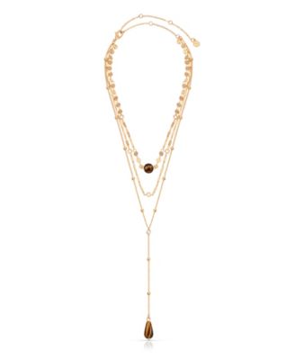 18k Gold-Plated Forever Falling Tiger's Eye Lariat Necklace