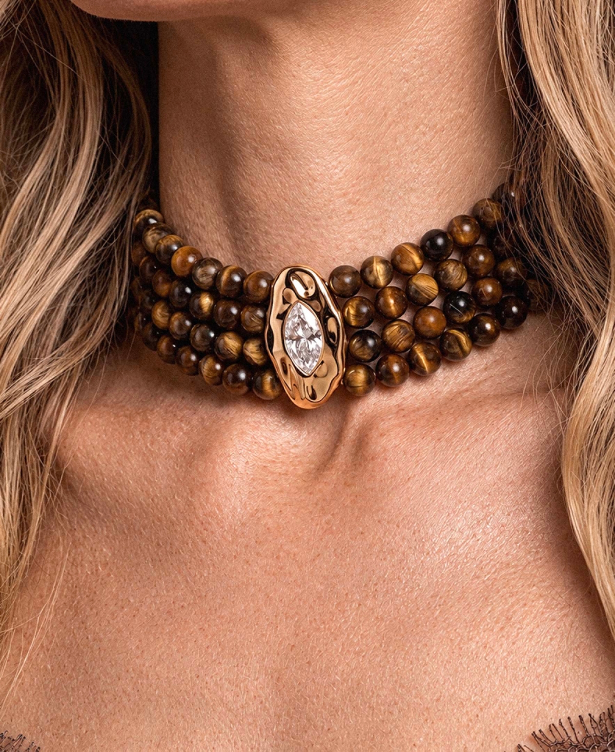 Ettika Tiger's Eye Luxe Choker Necklace