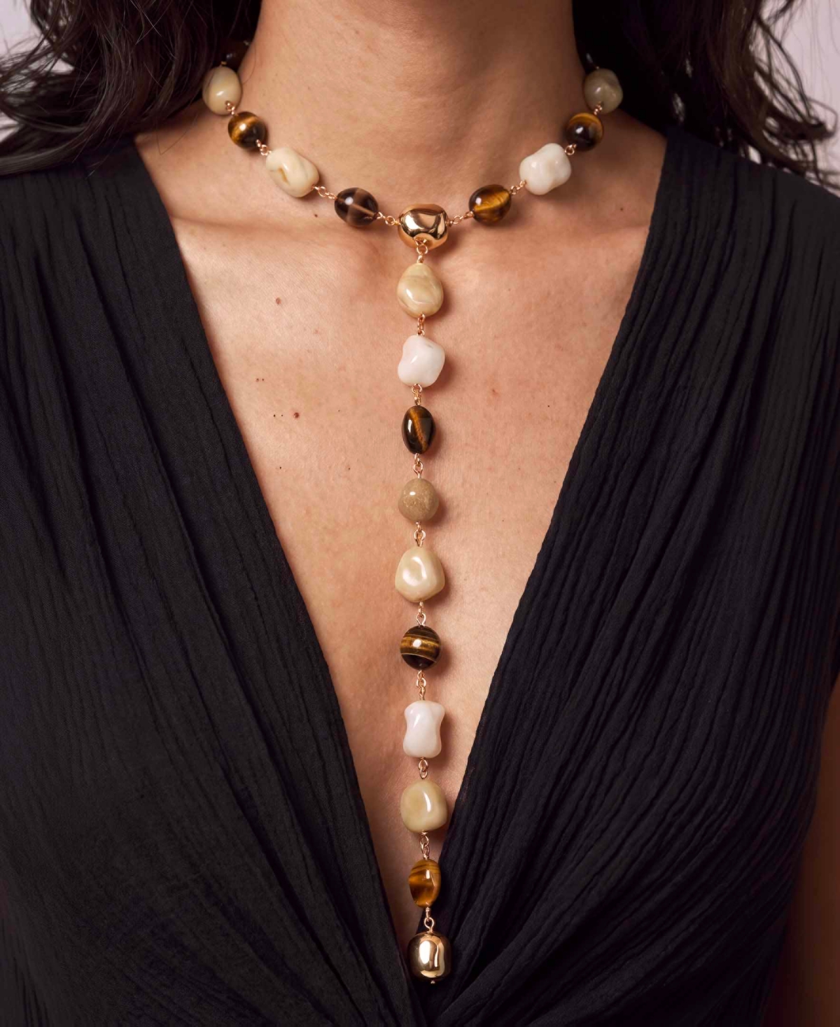 Ettika 18k Gold-Plated Serene Stone Lariat Necklace