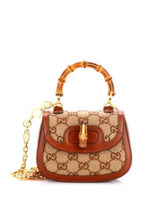 Mini Bamboo 1947 Top Handle Bag Crystal Embellished GG Canvas