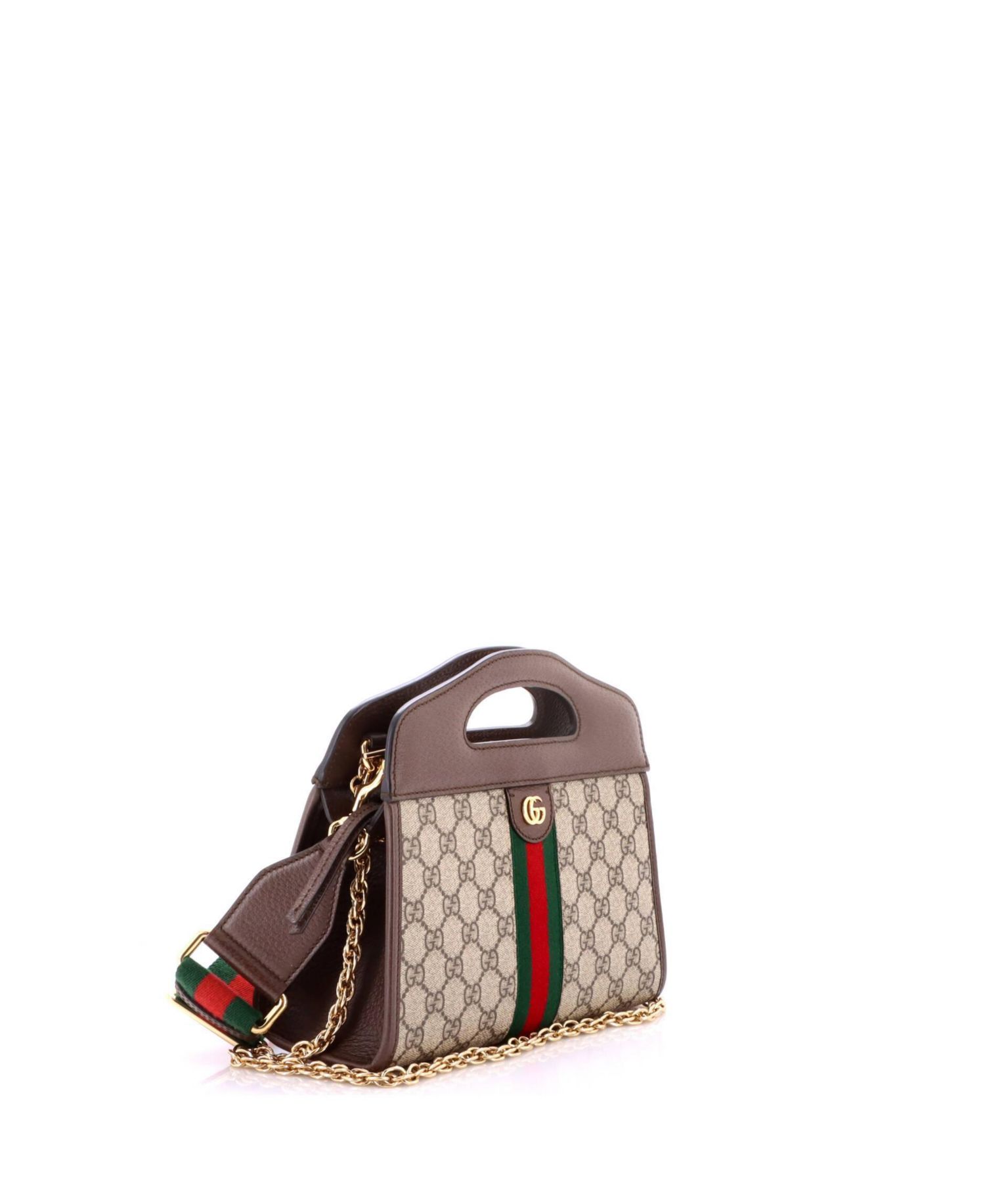 Small Ophidia Cut Out Handle Bag GG Coated Canvas with Leather