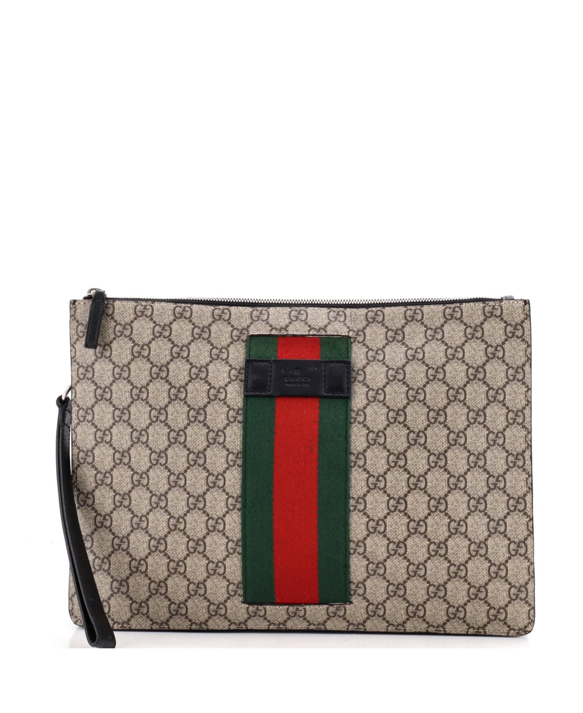 Pre-Owned Gucci Web Wristlet Clutch Gg Coated Canvas