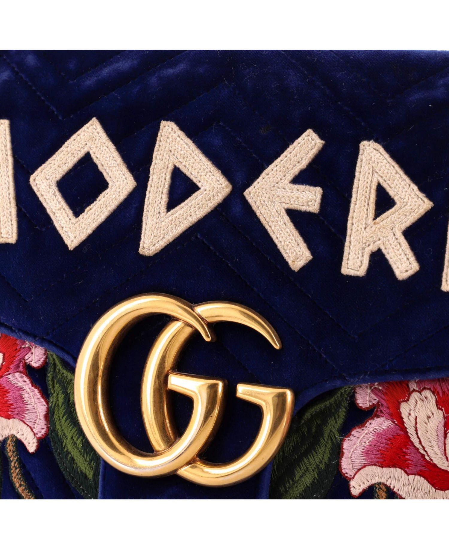 Medium GG Marmont Flap Bag Embroidered Matelasse Velvet