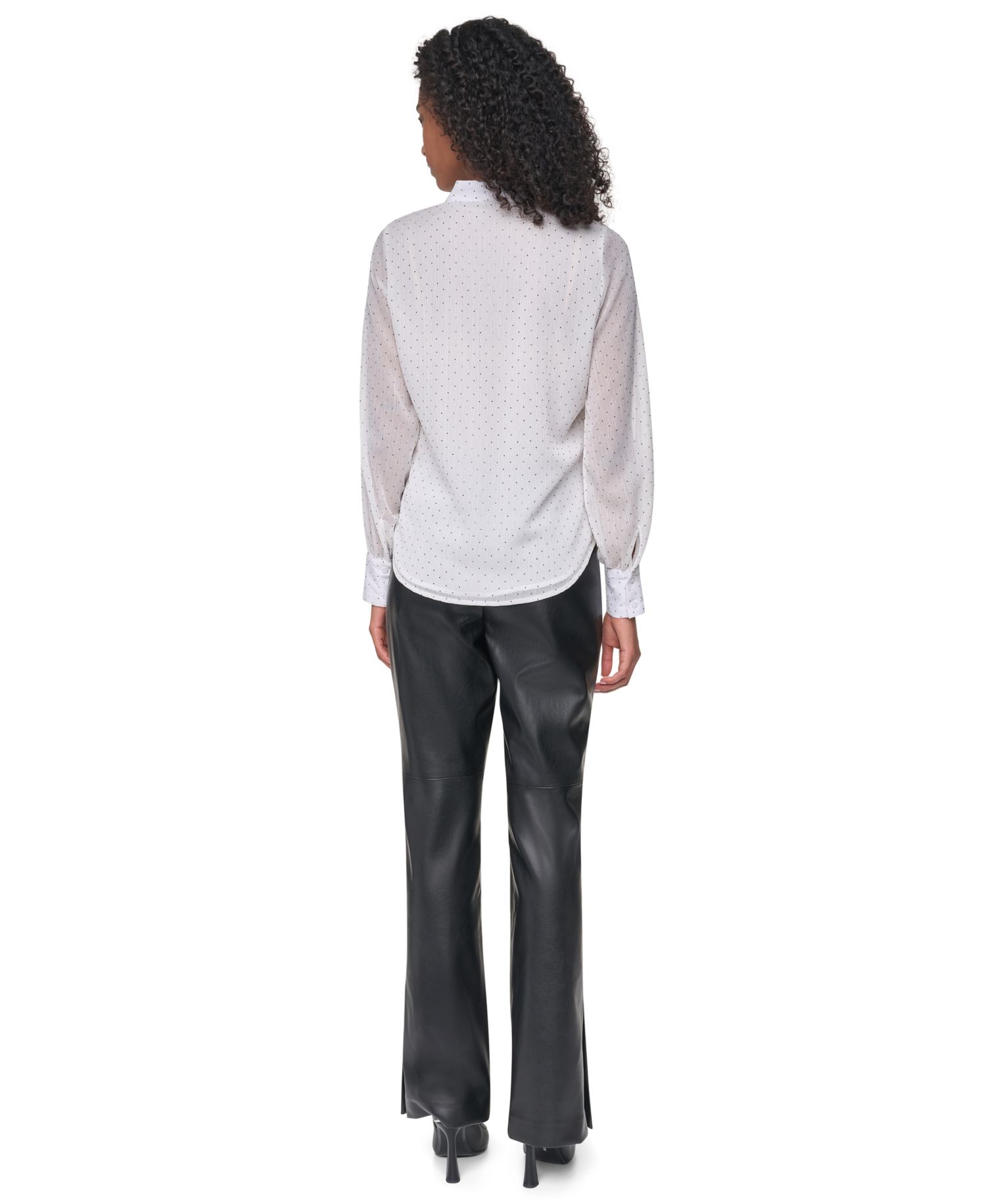 Petite Long-Sleeve Tie-Neck Button-Up Blouse