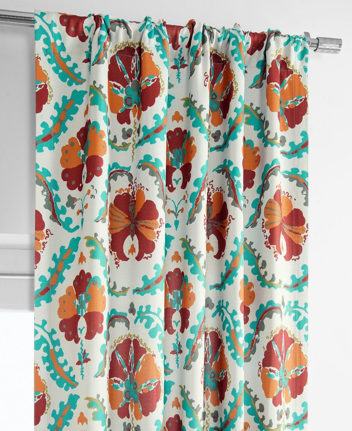 Half Price Drapes Tribeca Floral Printed Faux Linen Room Darkening Curtain