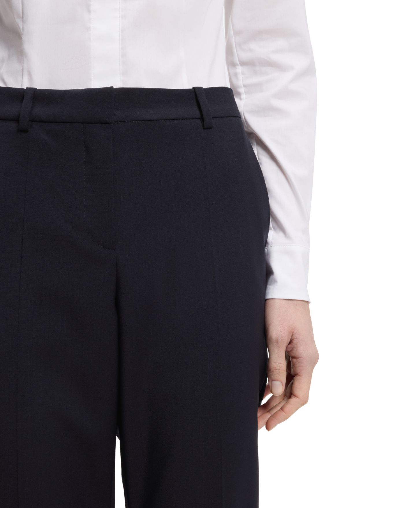 Женские брюки Hugo Boss BOSS by Virgin Wool Regular-Fit High-Rise, цвет: Тёмный синий — фото 4