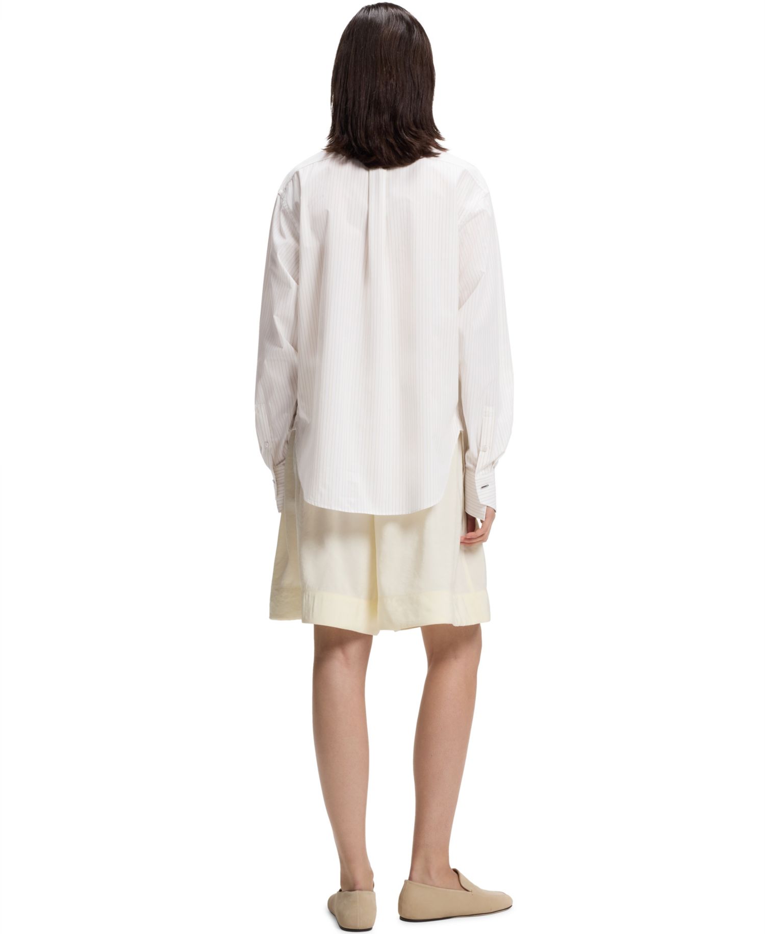BOSS by Women's Long-Sleeve Relaxed-Fit Vertical-Stripe Cotton Poplin Blouse
