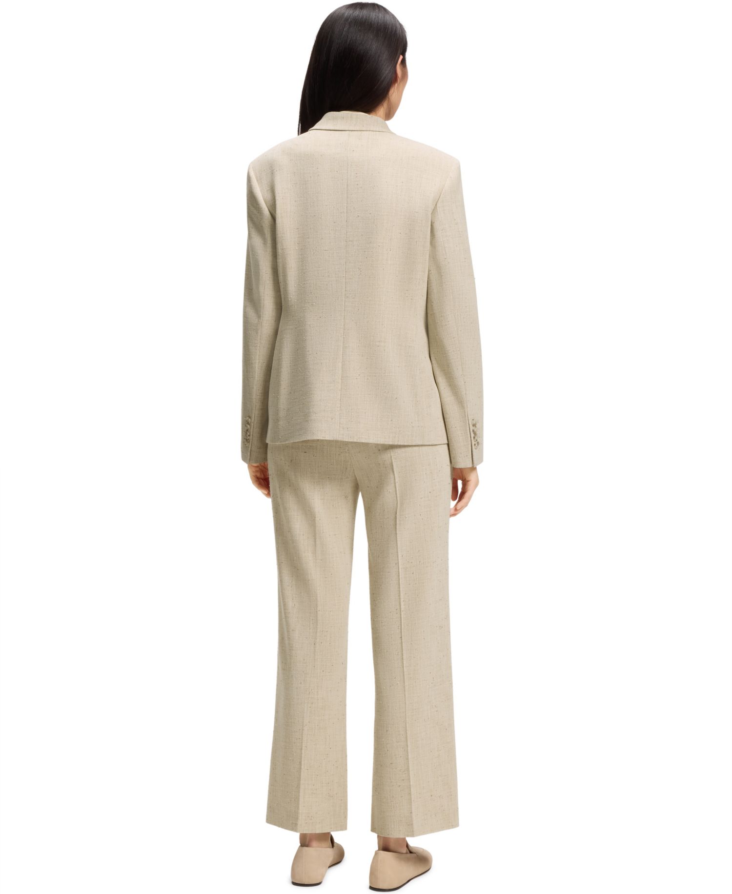 BOSS by Women's Jaleto9 Double-Breasted Textured-Slub Blazer