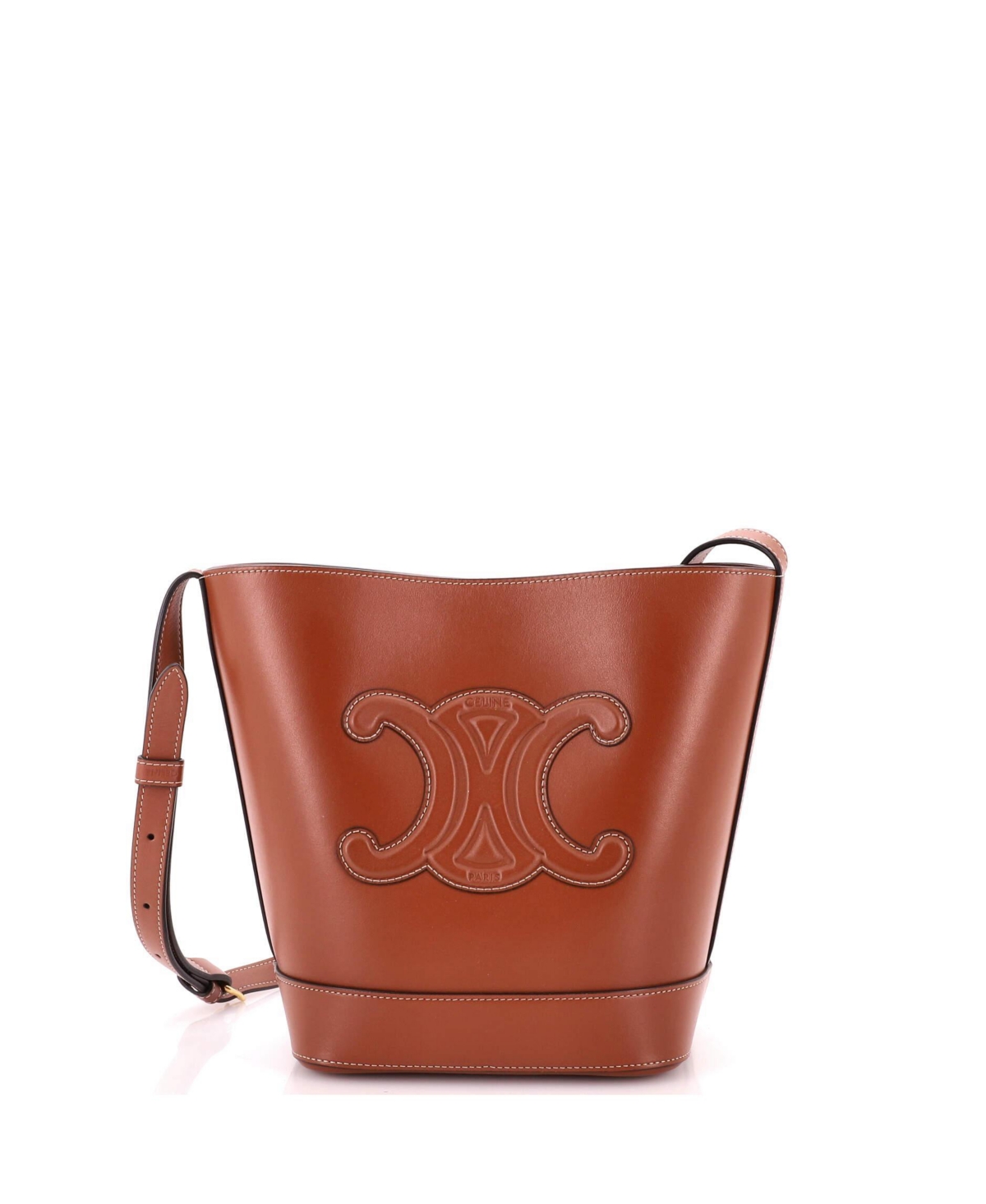 Pre-Owned Celine Small Cuir Triomphe Bucket Bag Leather - Brown