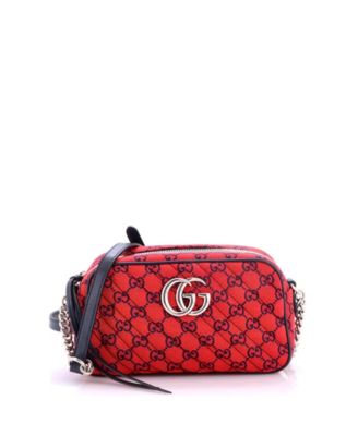 Small GG Marmont Shoulder Bag Diagonal Quilted GG Canvas with Leather