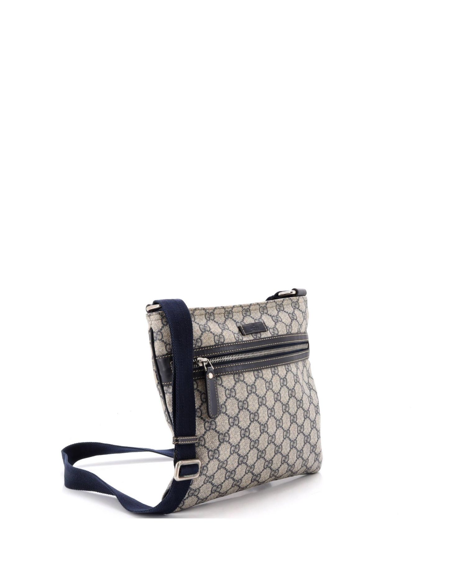 Medium Front Zip Flat Messenger Bag GG Coated Canvas