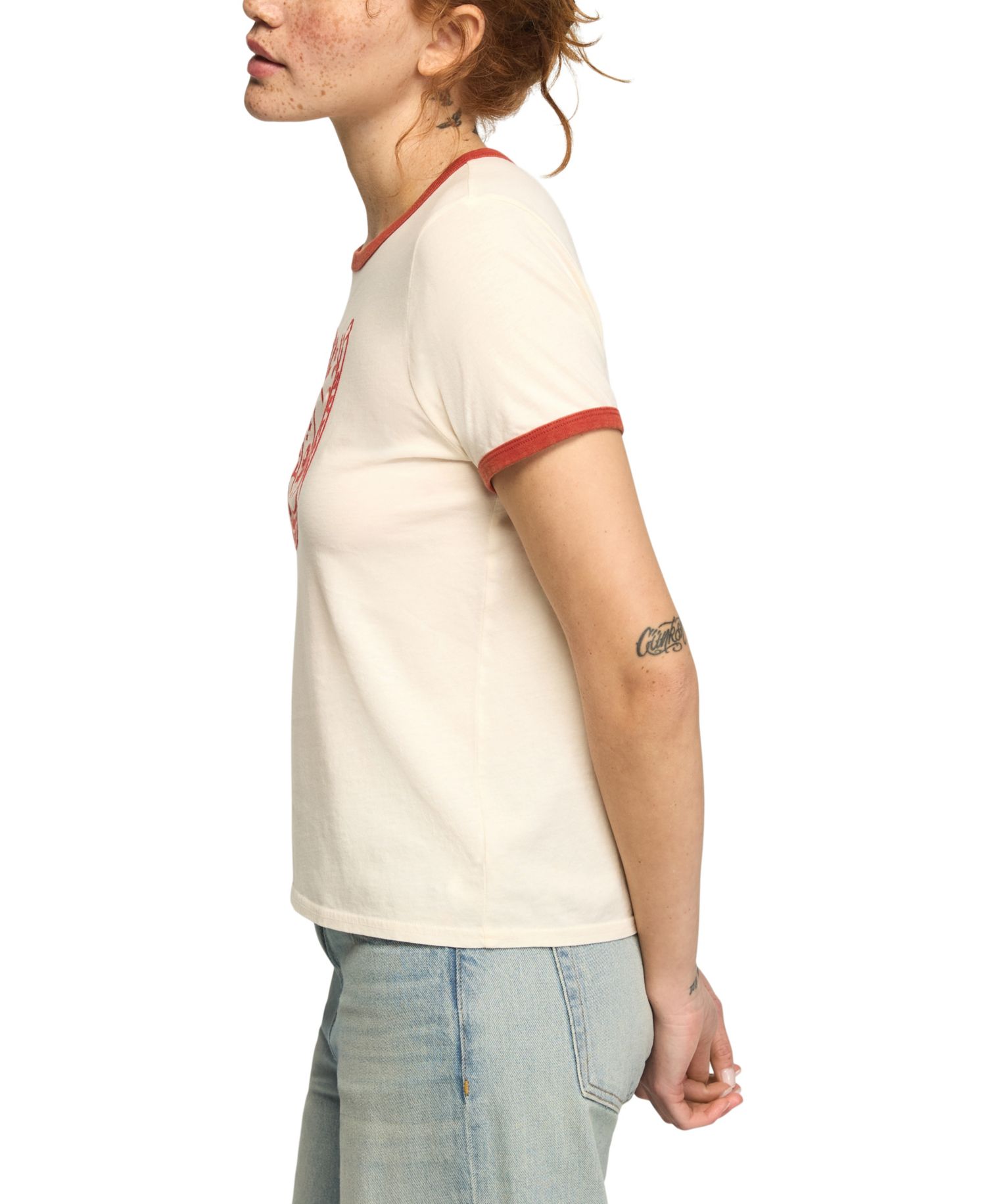 Women's Lucky Horseshoe Retro Graphic Ringer T-Shirt
