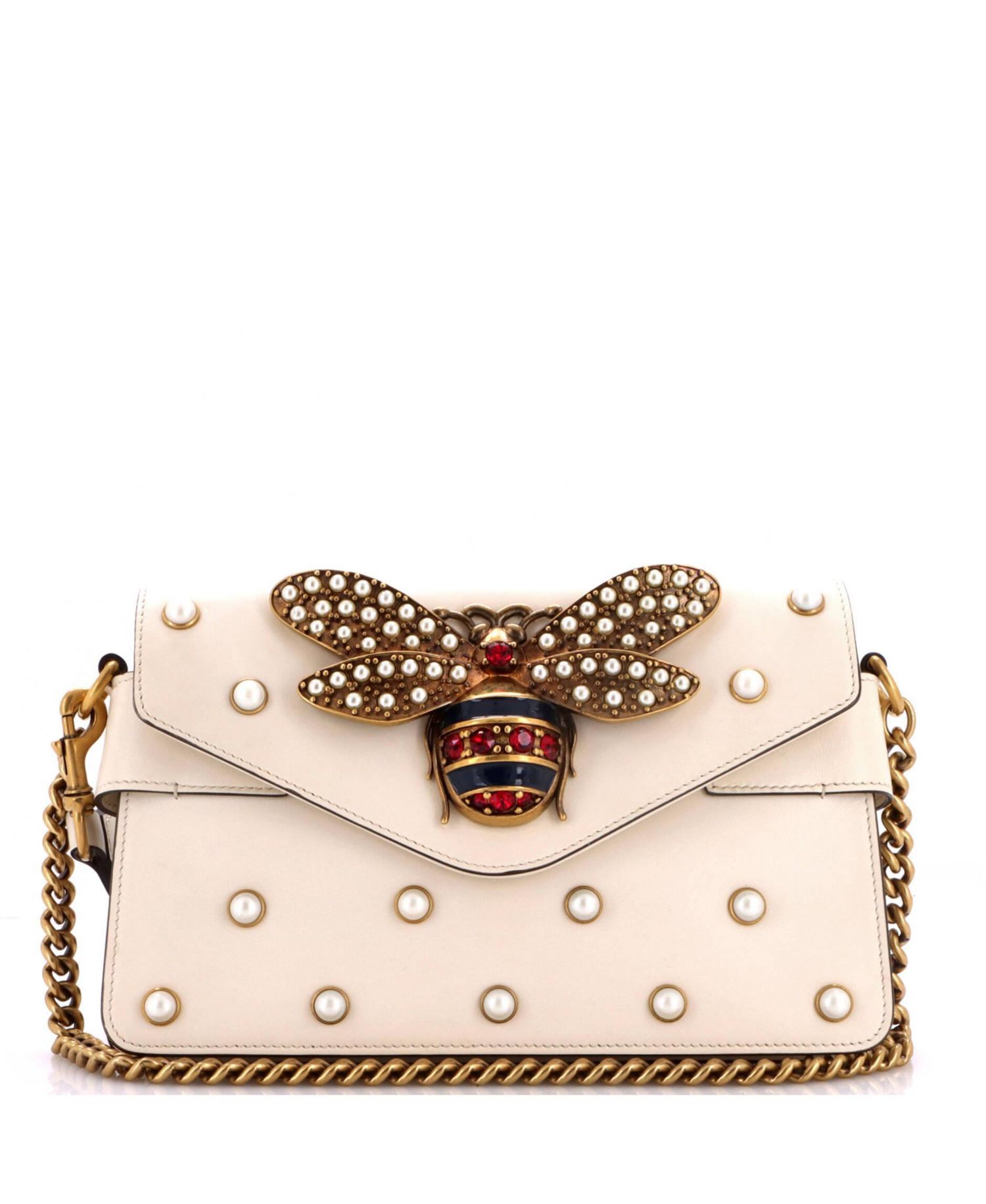 Mini Broadway Pearly Bee Shoulder Bag Embellished Leather