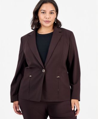 Plus Size Notch-Collar Single-Button Blazer