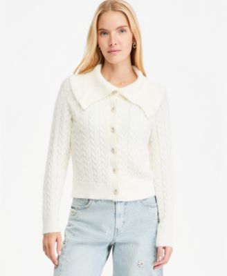 Women's Cable-Knit Fold-Over Collar Cardigan, Macy's Exclusive