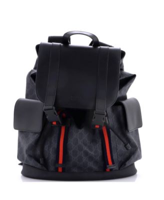 Large Double Pocket Buckle Backpack GG Coated Canvas