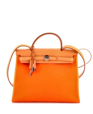 Pre-Owned Hermes 31 Herbag Zip Leather and Toile