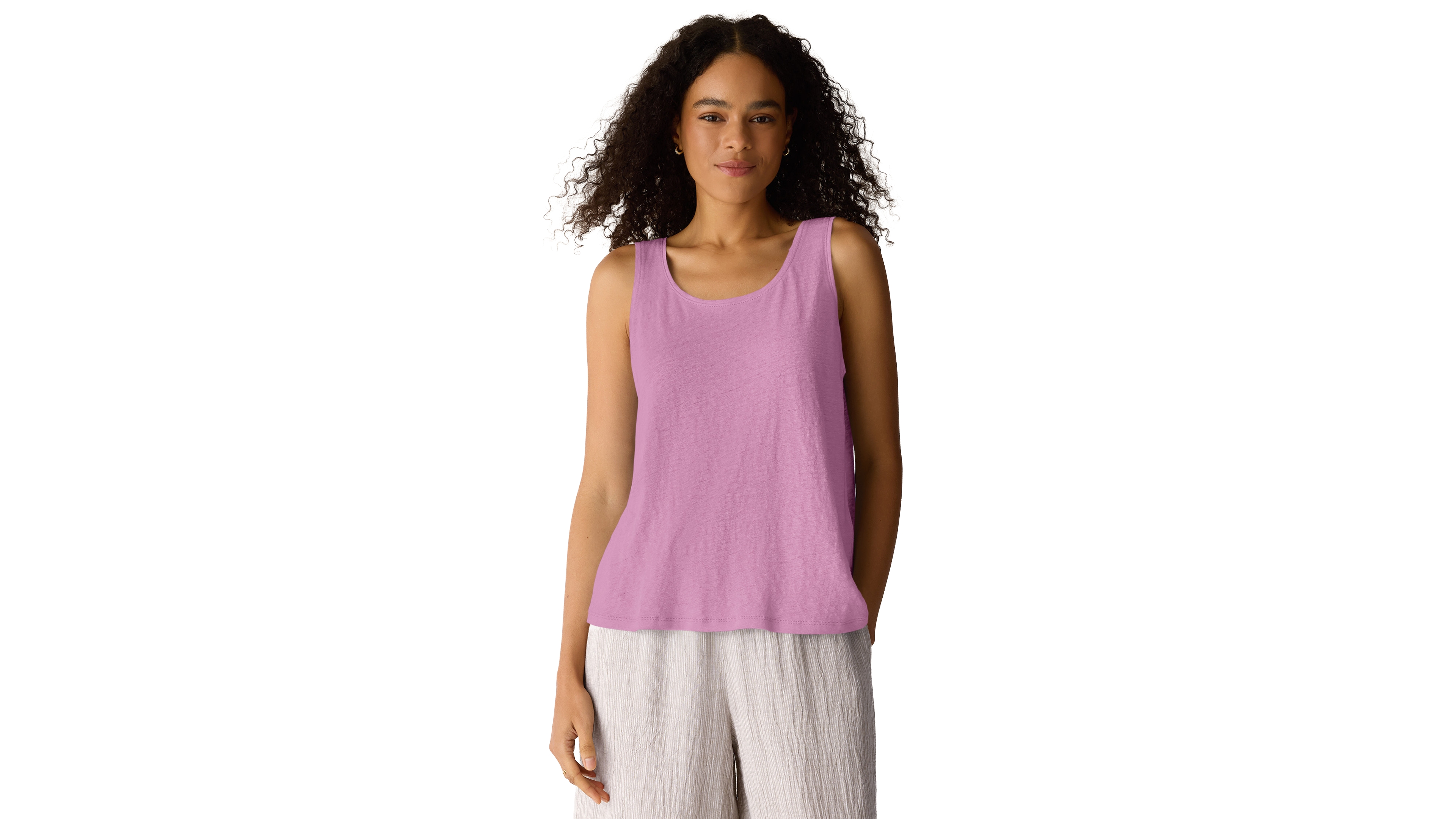 Eileen Fisher Women's Linen Scoop Neck Sleeveless Tank Top
