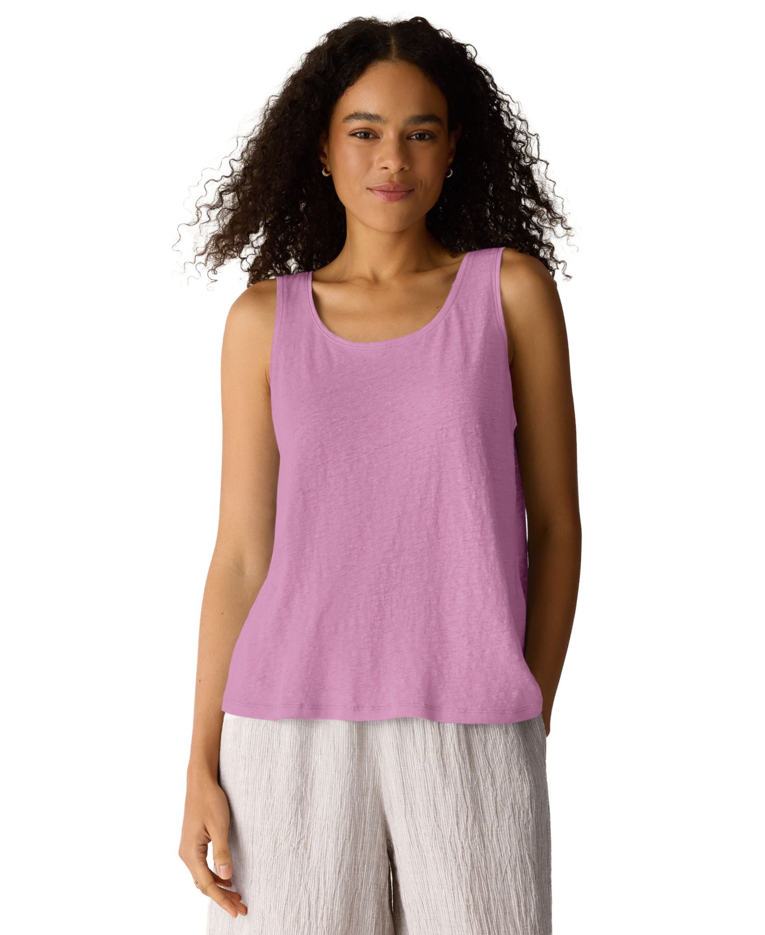 Women's Linen Scoop Neck Sleeveless Tank Top