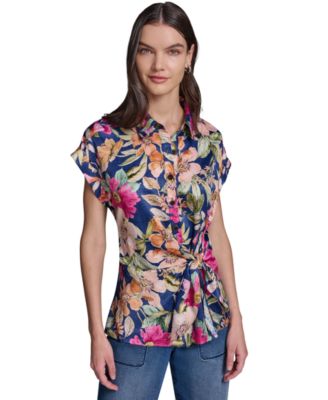 Women's Short-Sleeve Side-Tie Blouse