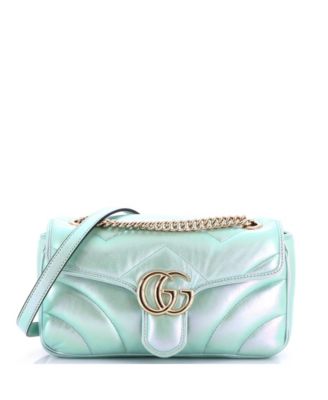 Small GG Marmont Flap Bag Chevron Iridescent Leather