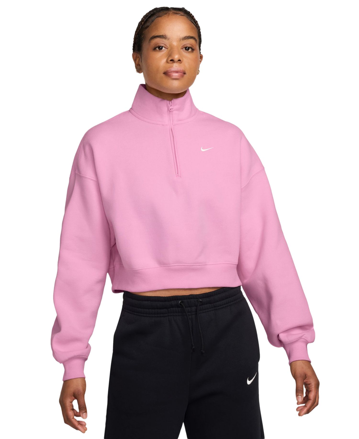 Women's Studio Fleece Oversized 1/4-Zip Cropped Top