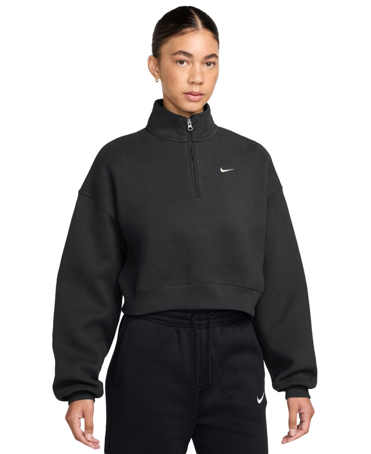 Nike Studio Fleece Women's Oversized 1/4-Zip Cropped Top