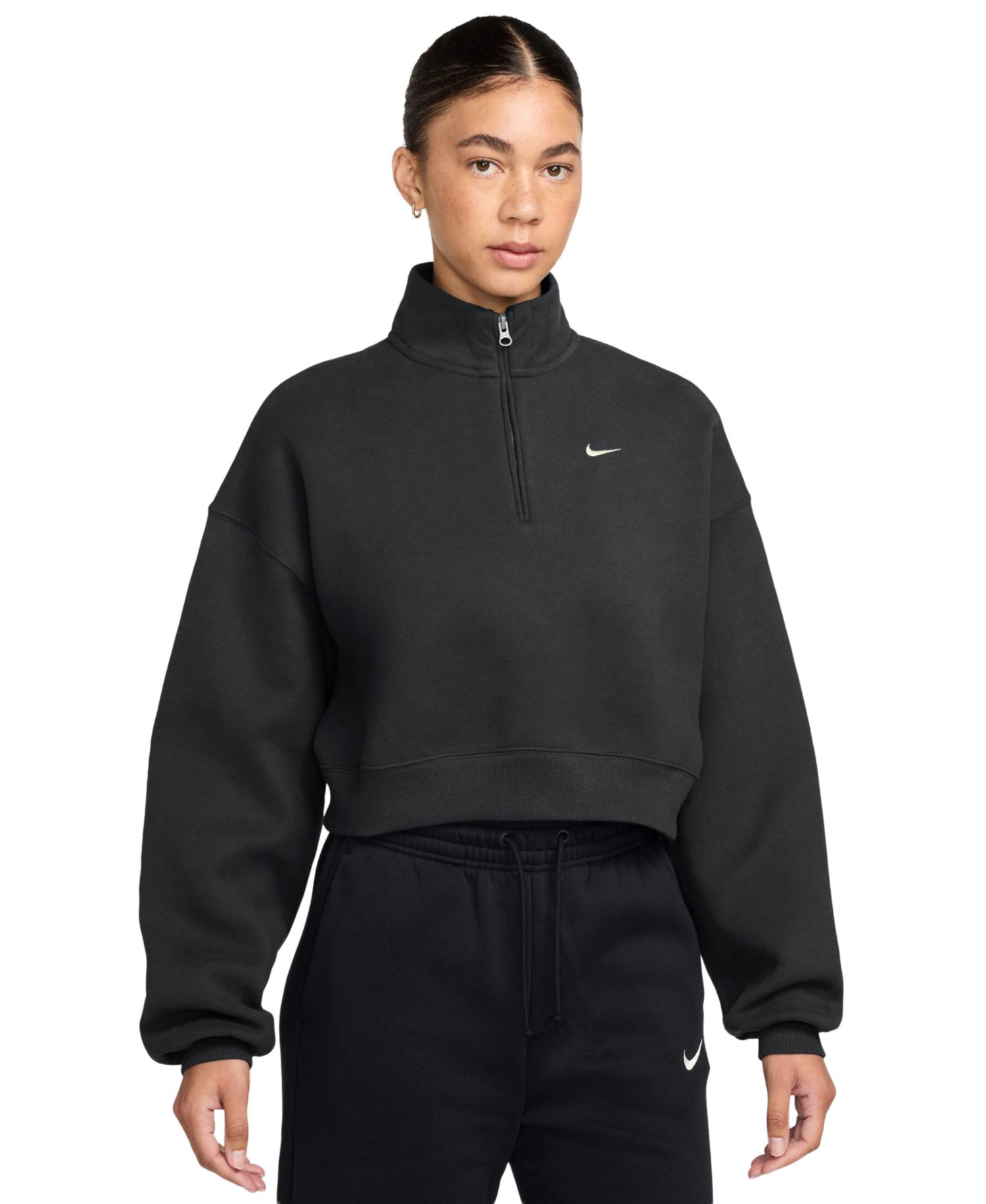 Women's Studio Fleece Oversized 1/4-Zip Cropped Top