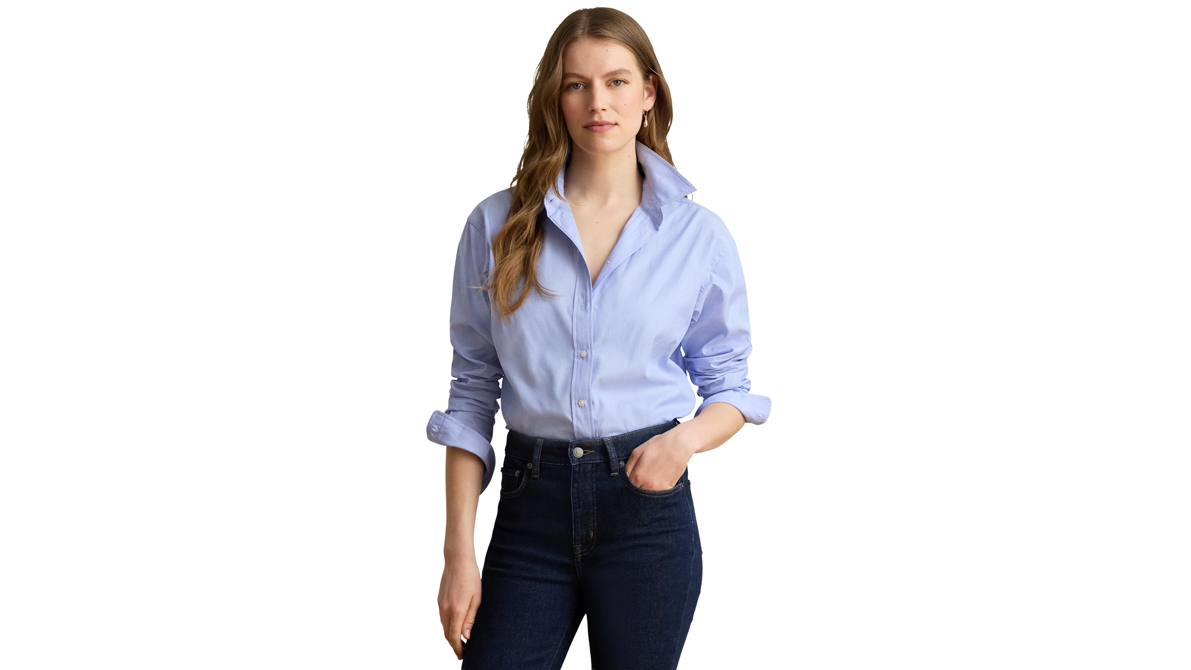 Lauren Ralph Women's Relaxed-Fit End-on-End Cotton Long-Sleeve Button-Up Shirt