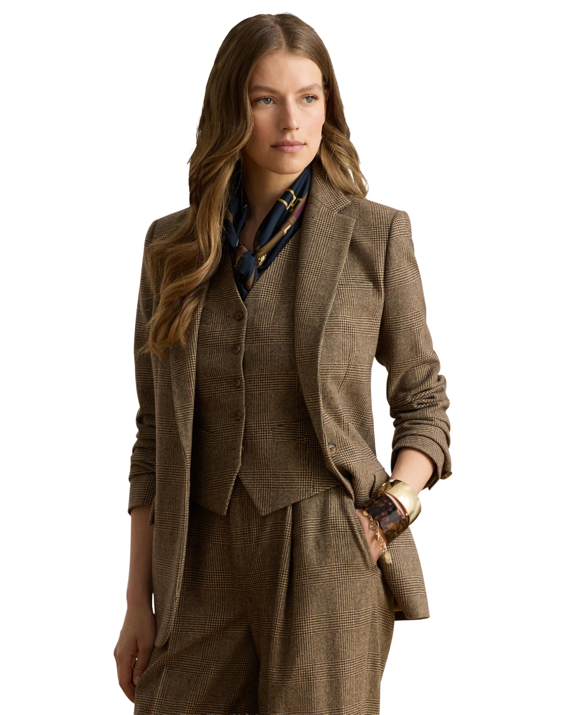 Lauren Ralph Women's Glen Plaid Wool Twill Tailored Blazer