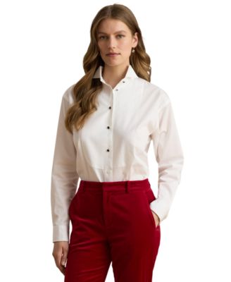 Women's Tuxedo Bib-Front Cotton Broadcloth Shirt