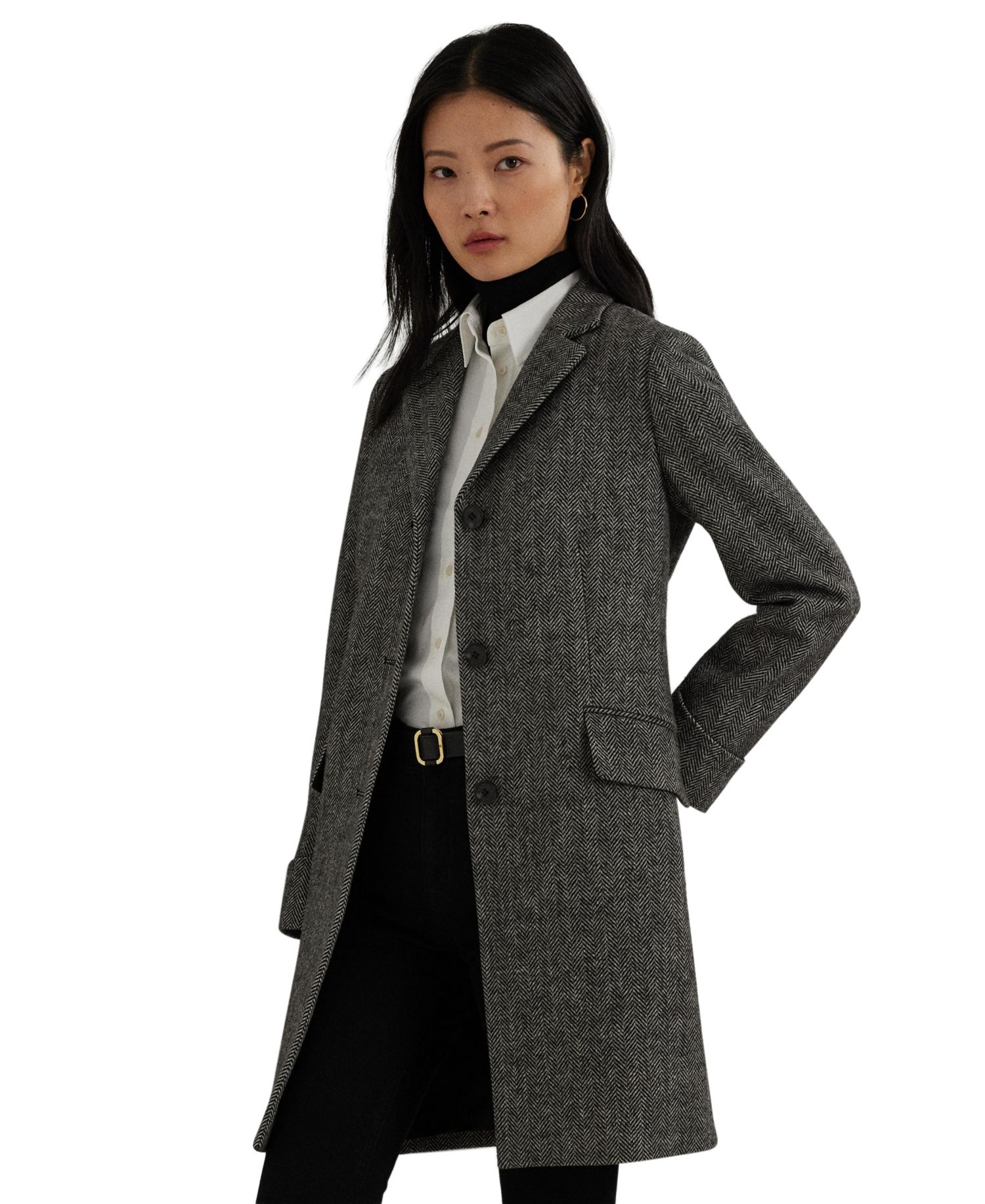 Petite Notched-Collar Walker Coat
