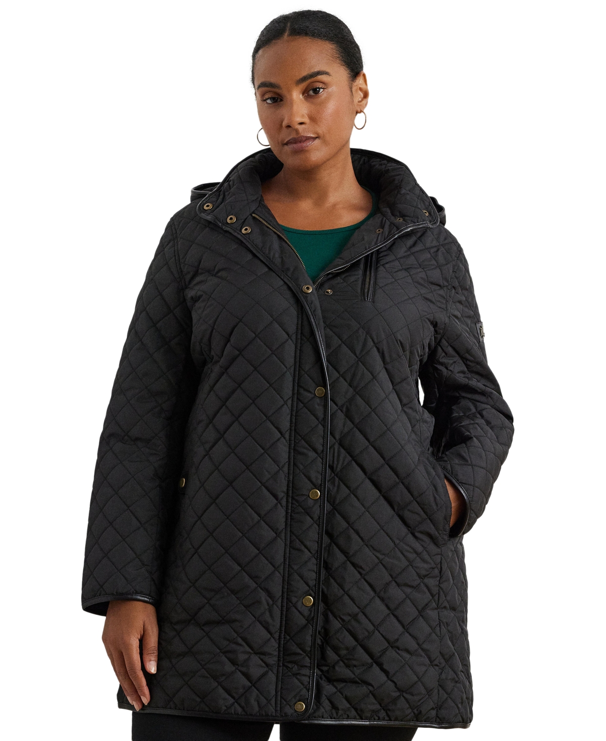 Lauren Ralph Plus Hooded Quilted Coat