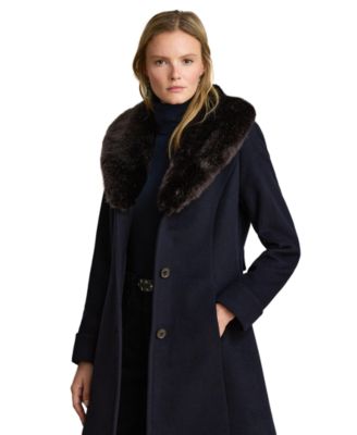 Women's Icon Faux-Fur Collar Walker Coat, Created for Macy's