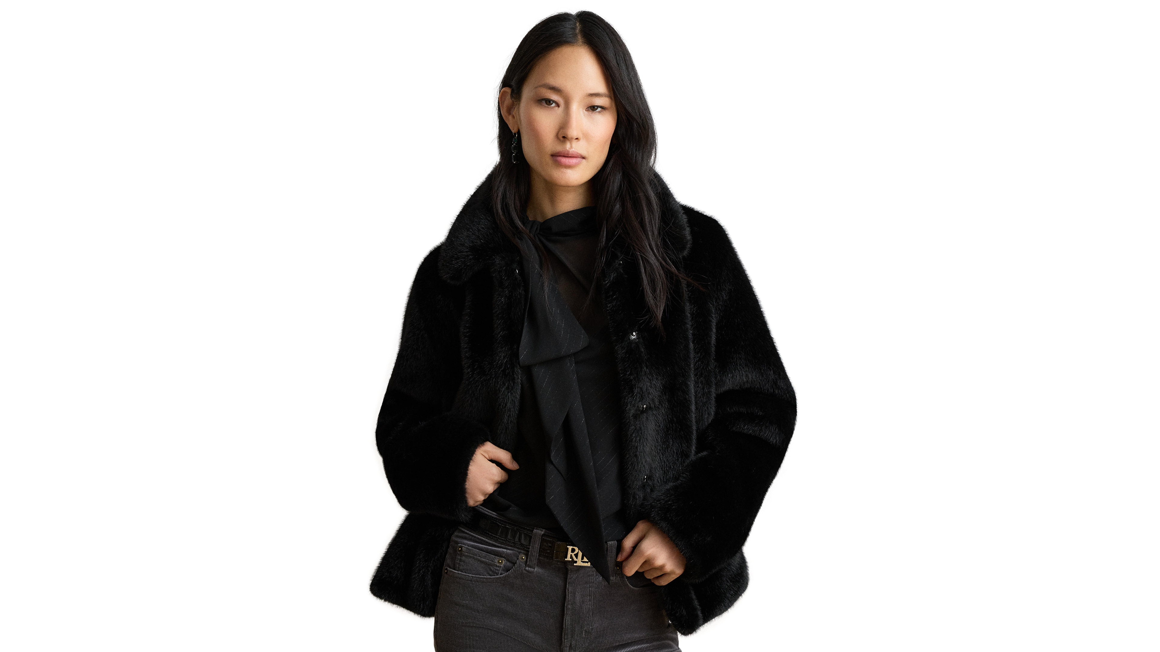 Lauren Ralph Women's Faux Fur Collared Jacket