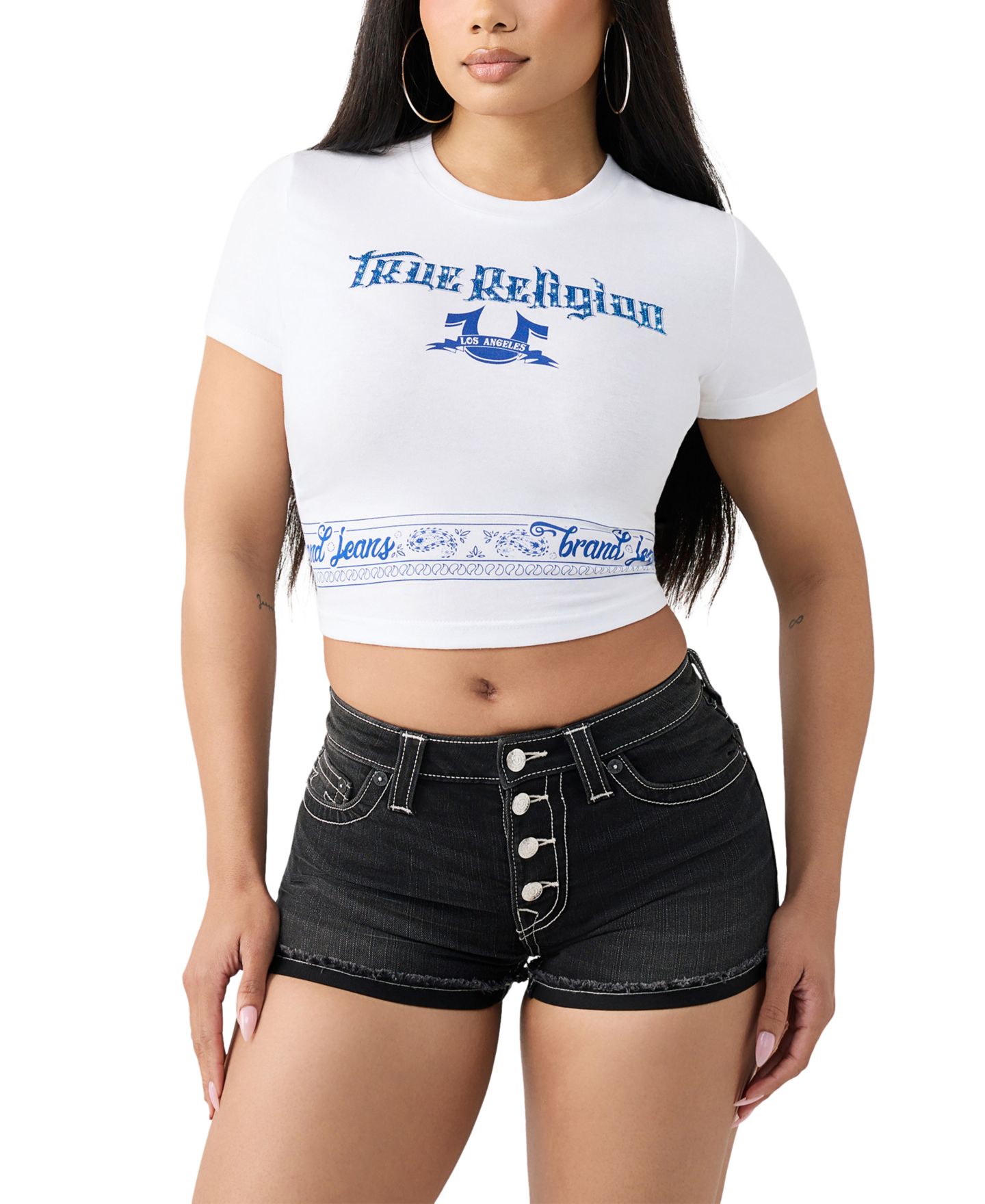 Женская футболка True Religion Crystal Bandeau, цвет: Угольно-чёрный — фото 6