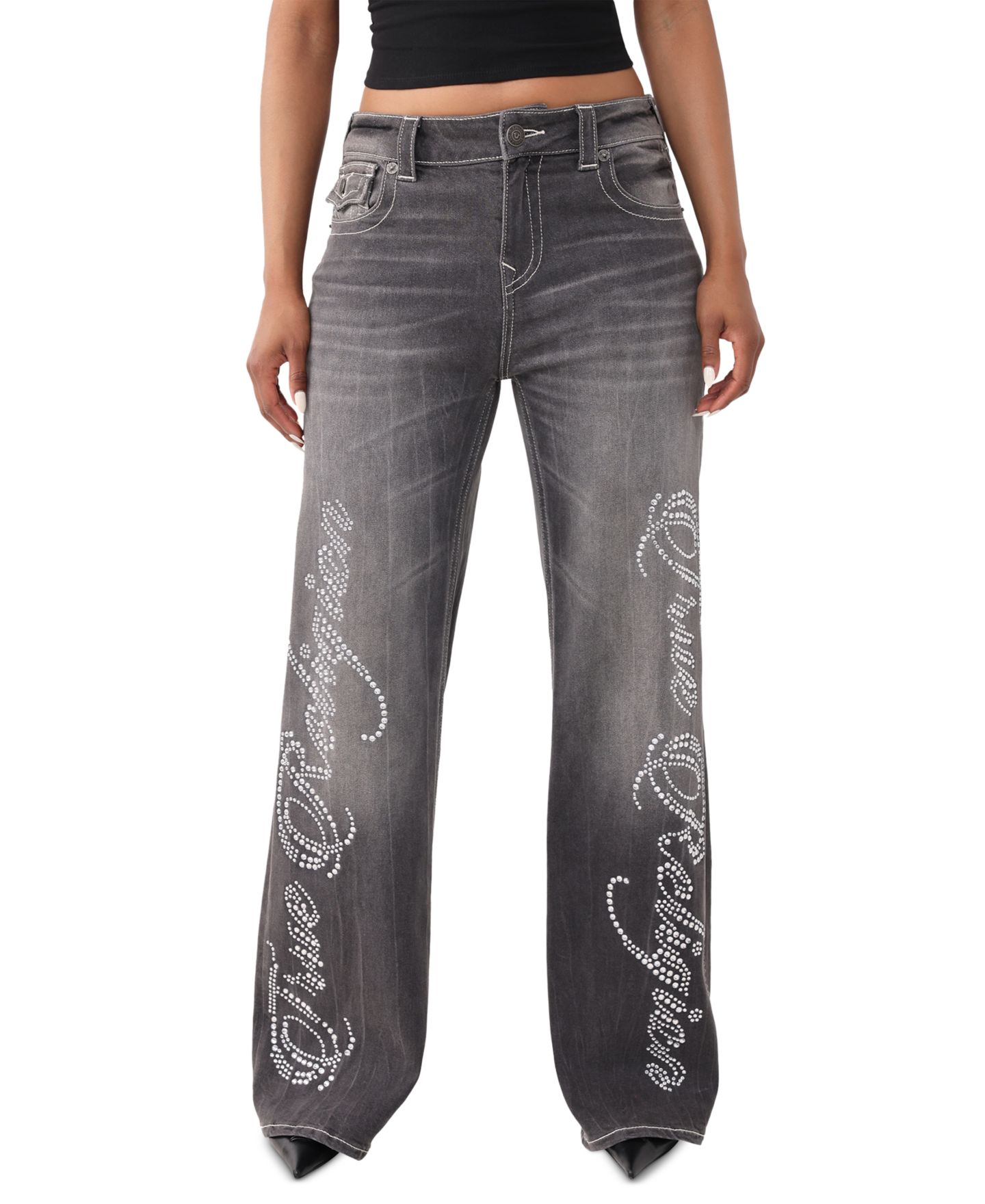 Женские джинсы True Religion Bobbi Mid-Rise Baggy Flap, цвет: Canyon Rise — фото 1