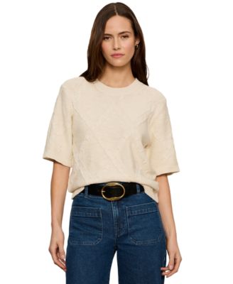Petite Short-Sleeve Cotton Sweater T-Shirt