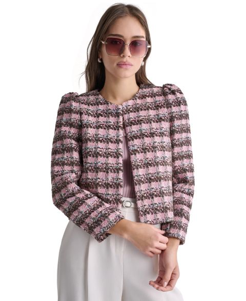 Женский пиджак BCBG Novelty Open-Front Blazer, цвет: Орхидея теневой разноцветный