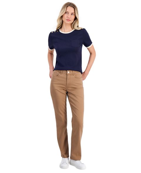Женские брюки Nautica Bay Sateen Straight Mid-Rise, цвет: Barley