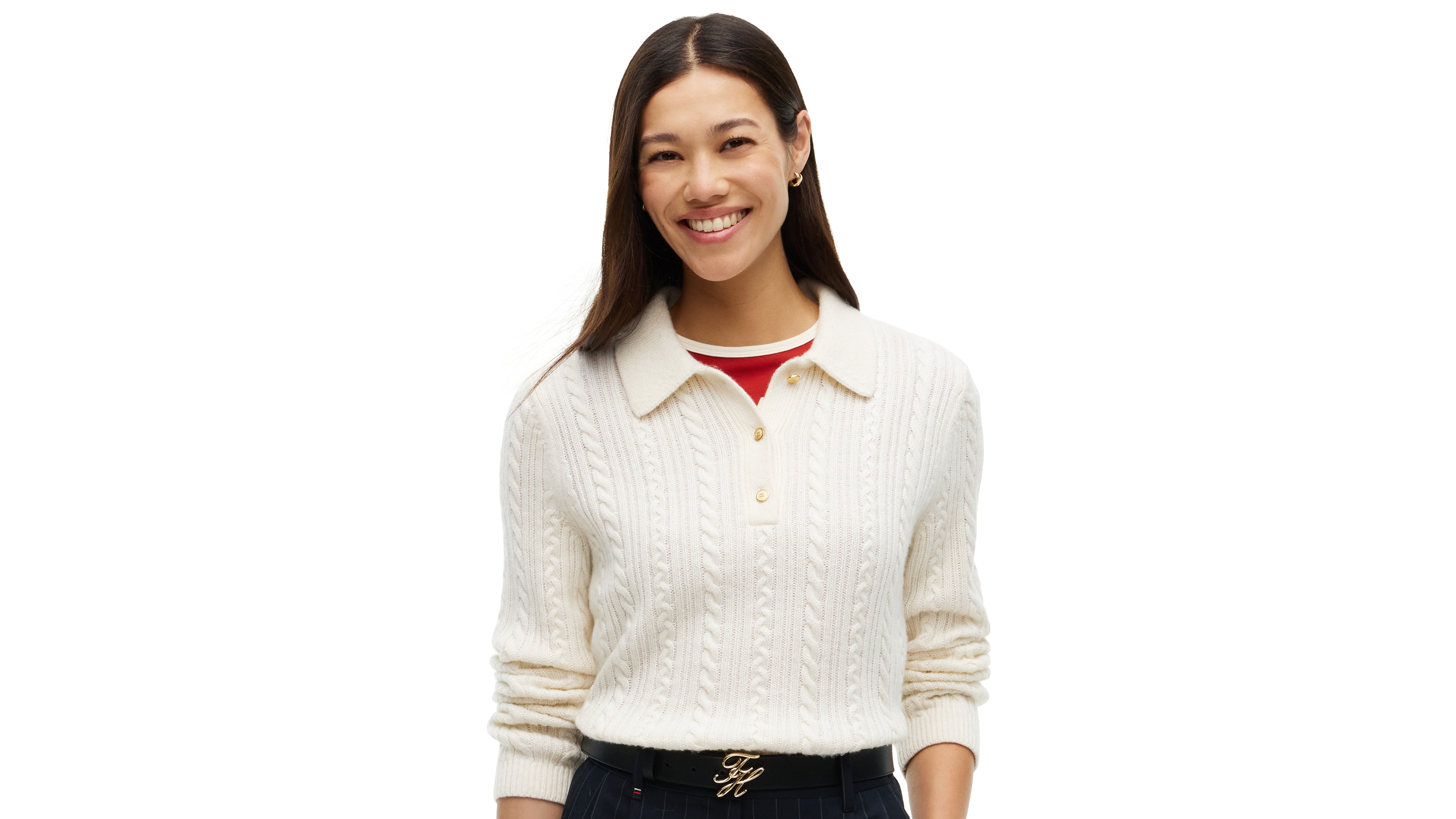 Tommy Hilfiger Women's Polo Cable-Knit Sweater